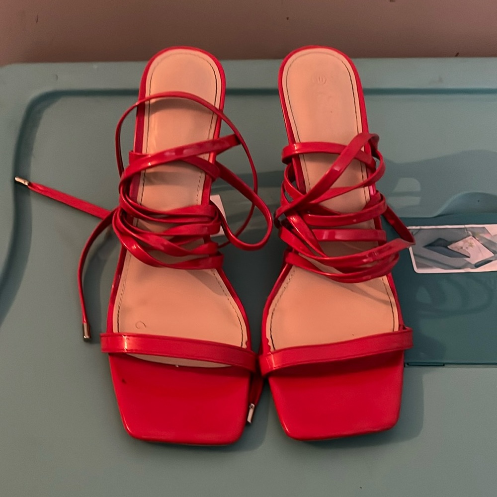 Red Lace Up Heels